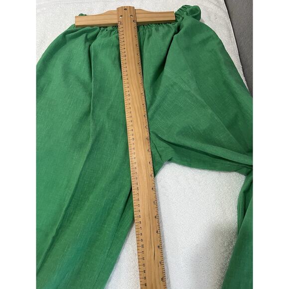 Vintage ILGWU USA Linen Pants Wide Leg Elastic Kelly sustainable Womens Small - Picture 6 of 6